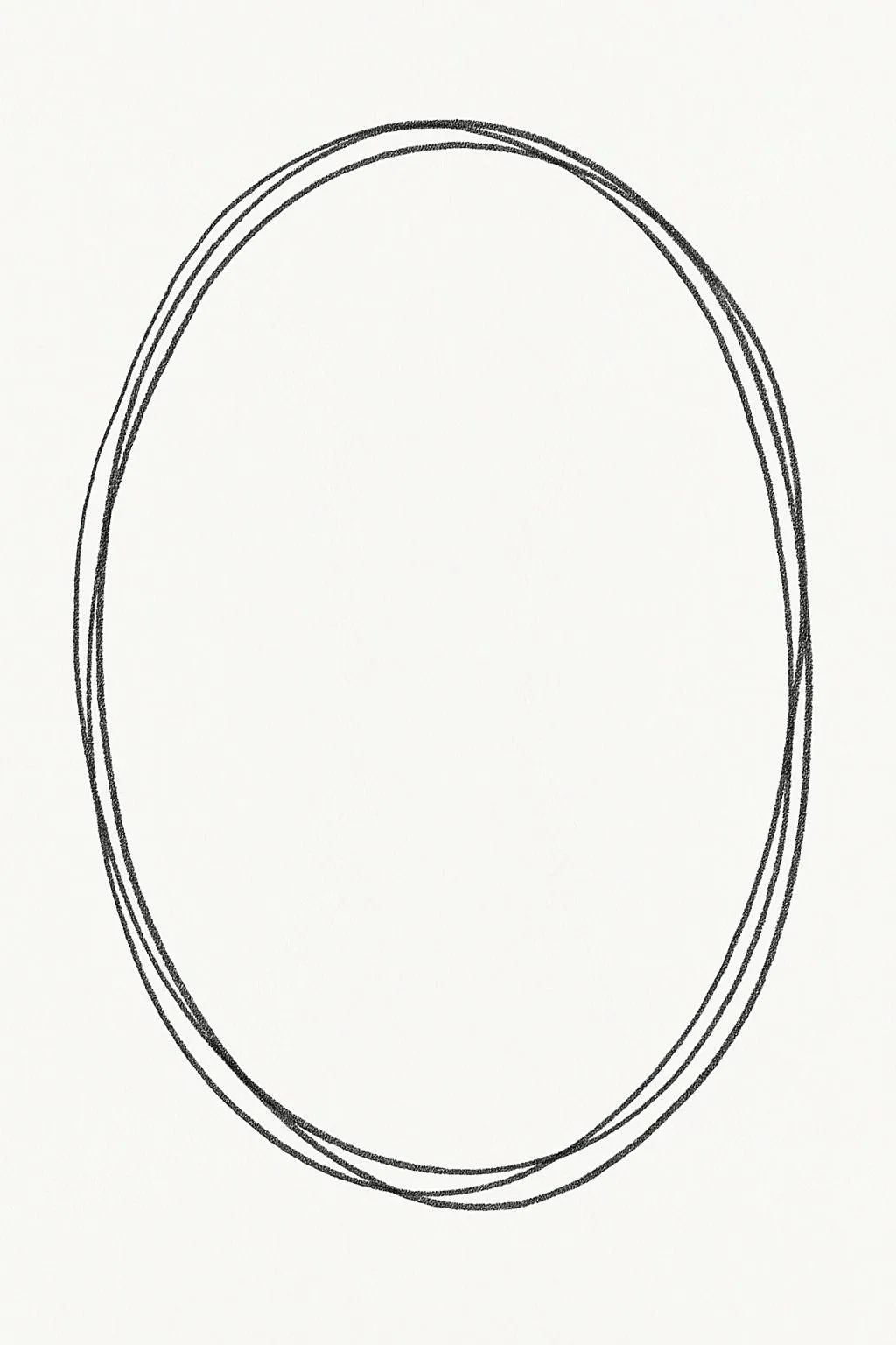 Minimalist wedding invitation with a hand-drawn pencil oval on off-white